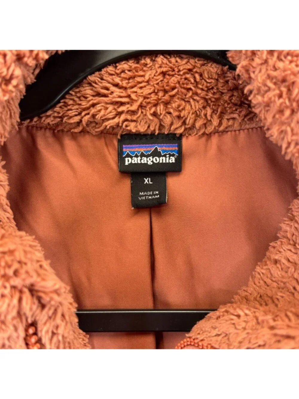 Patagonia Los Gatos Womens XL Burnt Orange Fleece Vest w Full-Zip Sherpa Style